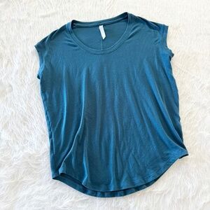 Athleta Teal Blue Soft Short Cap Sleeve Tee XS